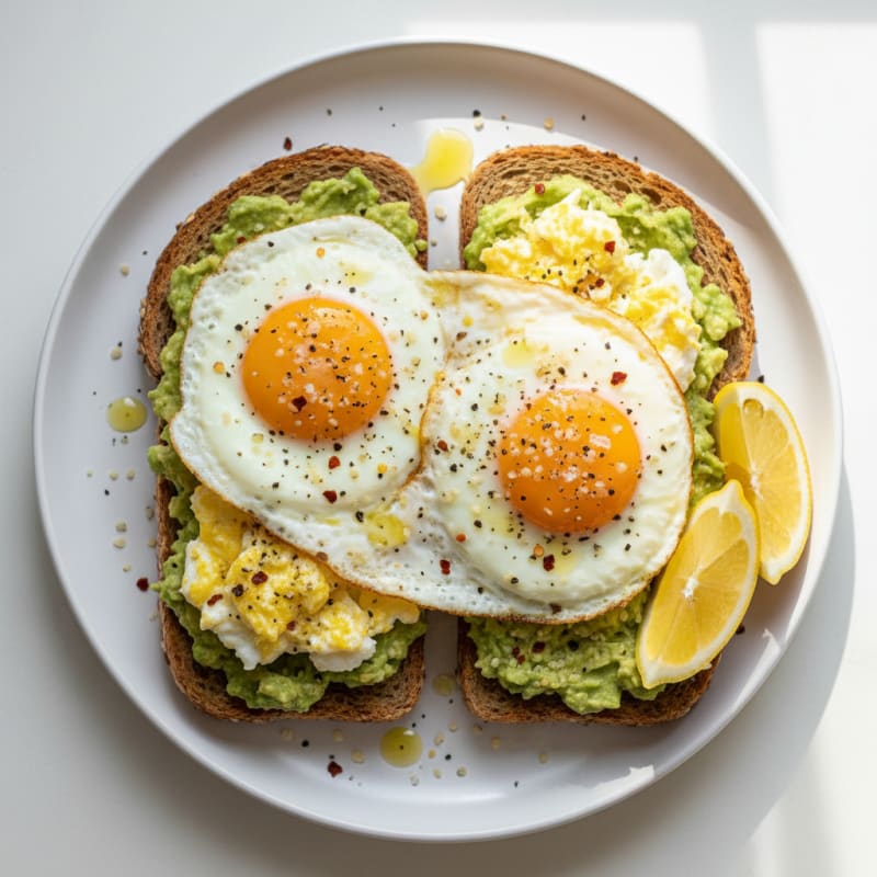 Golden Pan-Seared Eggs with Zesty Avocado Toast