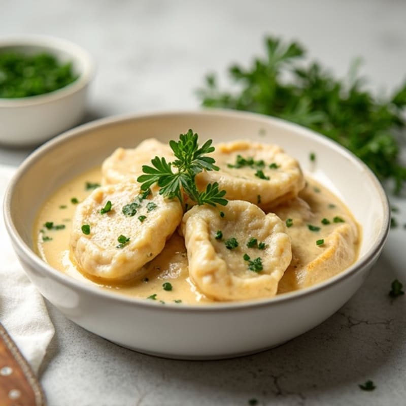Lightened-Up Creamy Chicken and Herb Dumplings