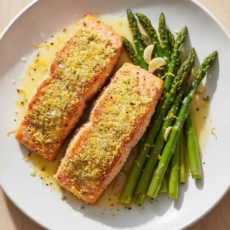 Lemon Herb Baked Salmon with Asparagus
