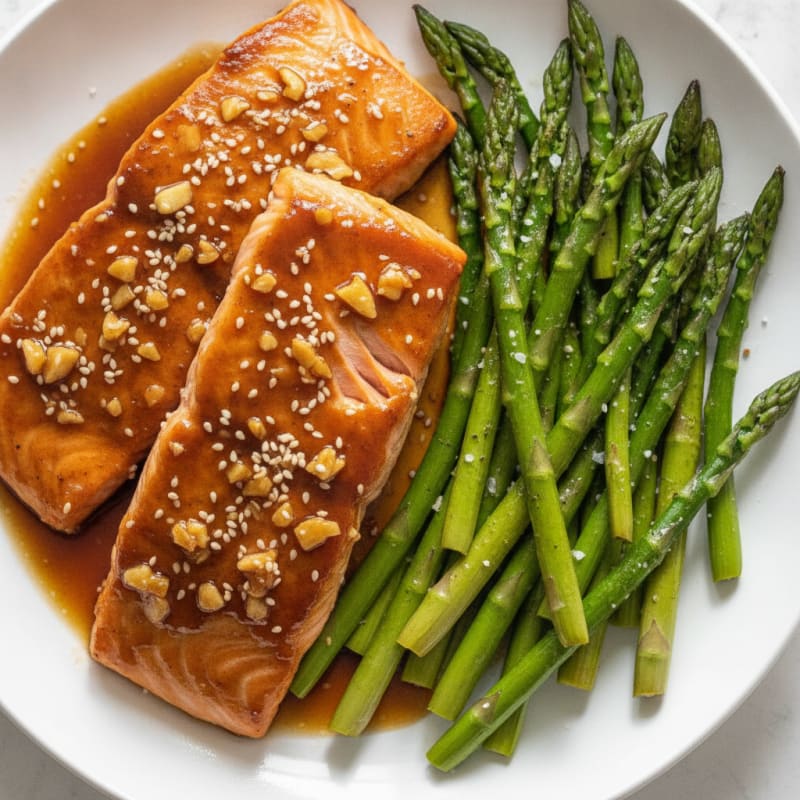 Teriyaki-Glazed Salmon with Roasted Asparagus