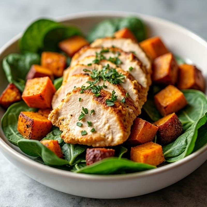 Roasted Chicken and Sweet Potato Bowl with Creamy Tahini Dressing