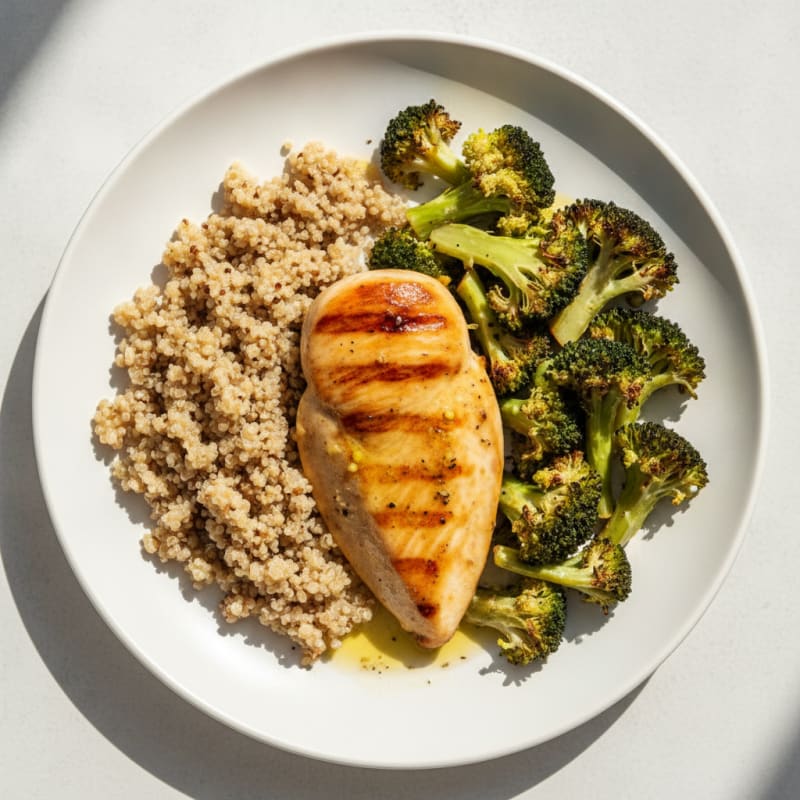 Grilled Chicken Breast with Roasted Broccoli and Quinoa