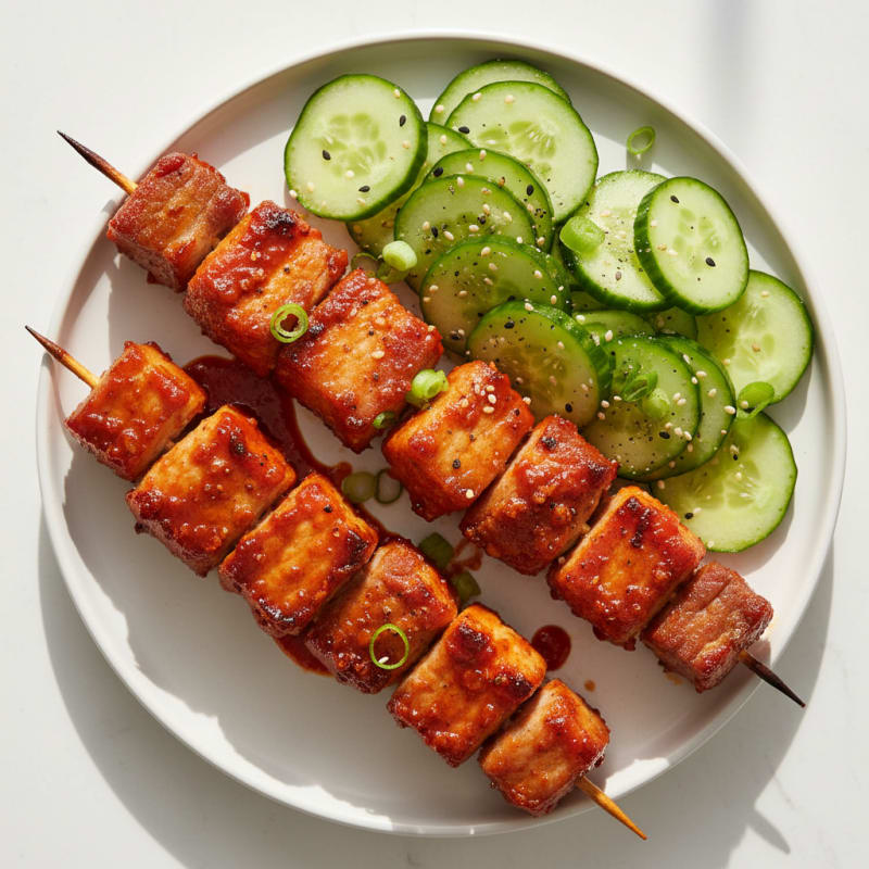 Spicy Gochujang Pork Belly Skewers