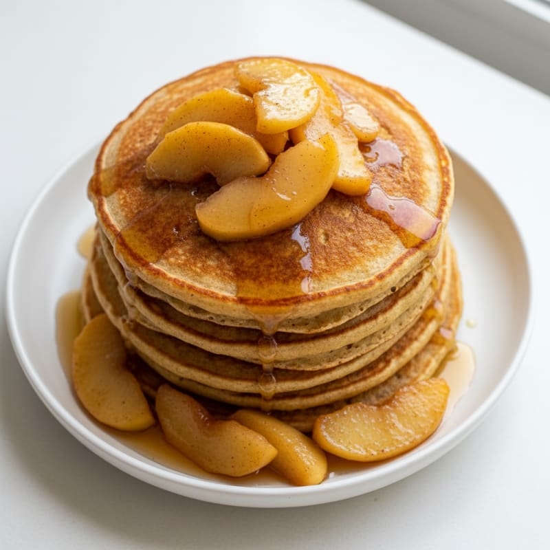 Golden Buttermilk Pancake Stack with Caramelized Apples