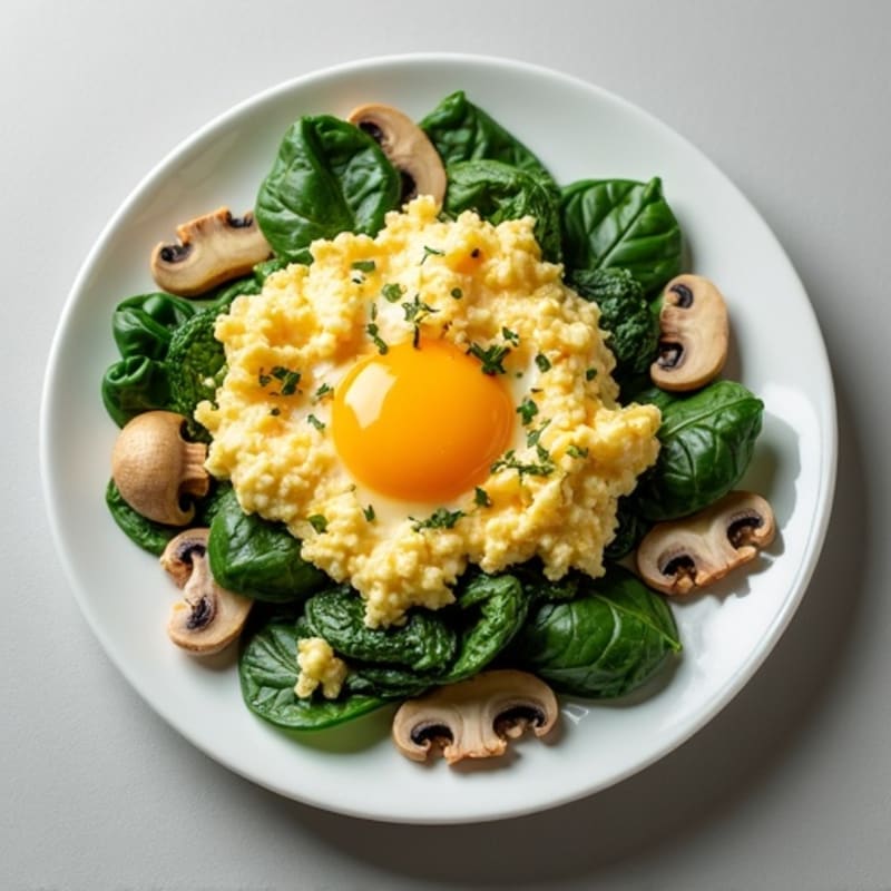 Egg White Veggie Scramble with Spinach and Mushrooms