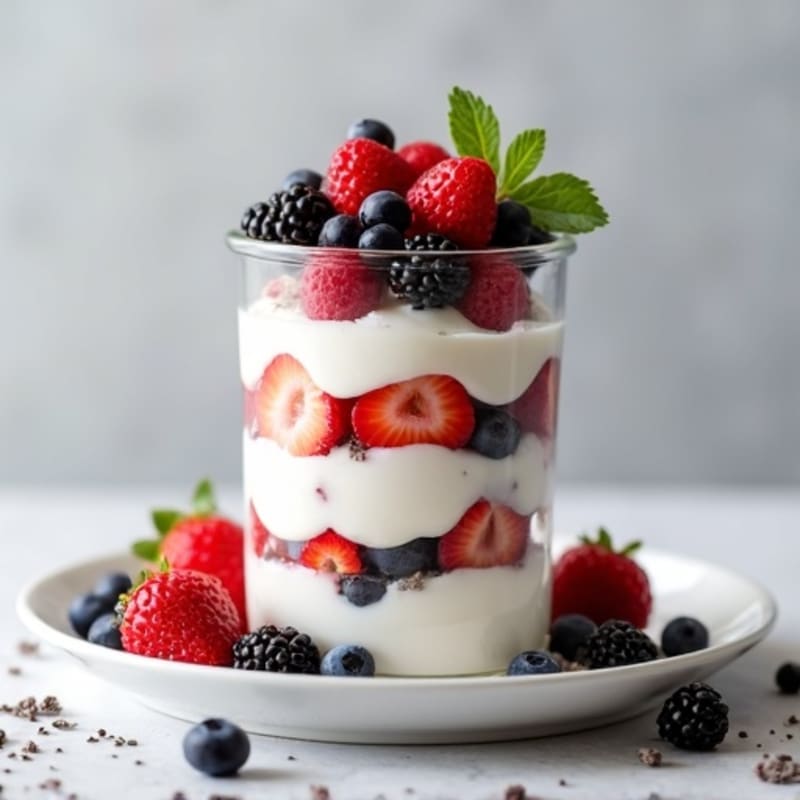 Greek Yogurt Protein Parfait with Mixed Berries