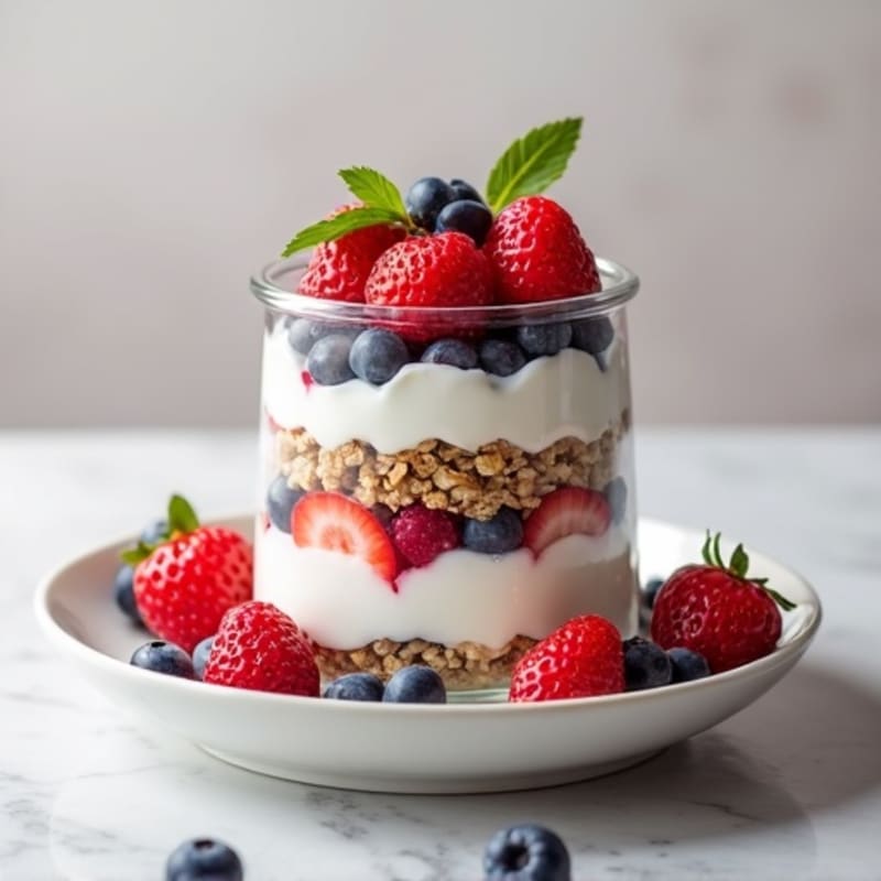 Greek Yogurt Protein Parfait with Mixed Berries