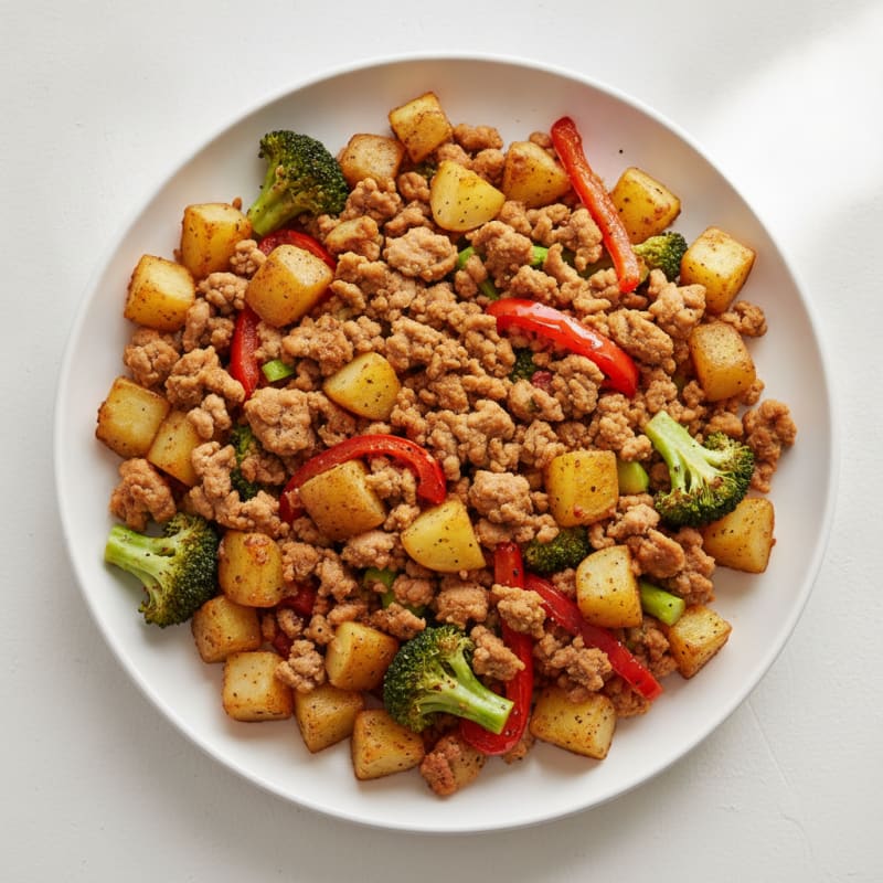 Ground Turkey and Roasted Vegetable Hash