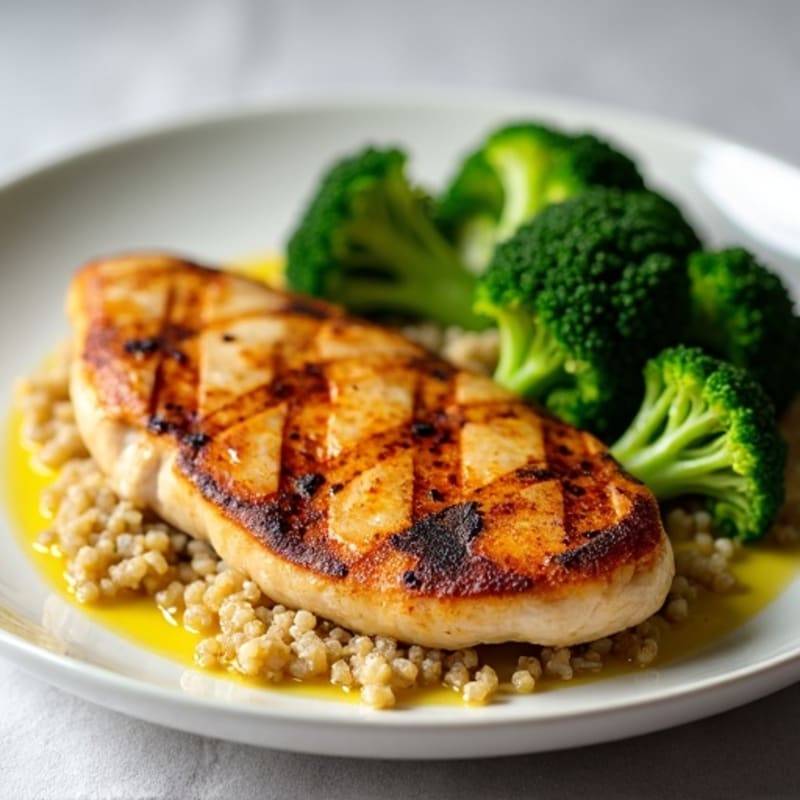 Grilled Chicken Breast with Quinoa and Steamed Broccoli