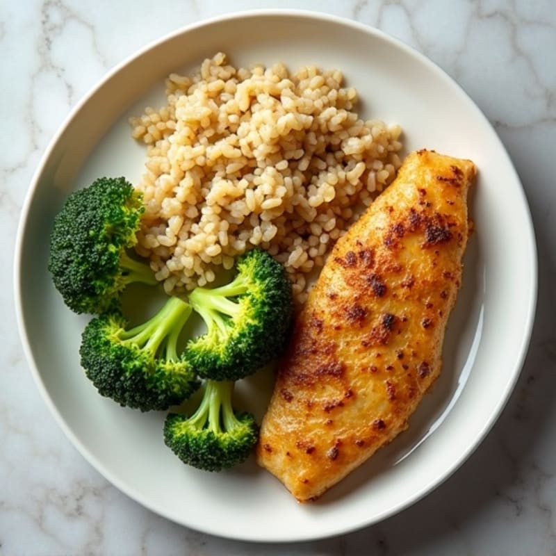Baked Cod with Steamed Broccoli and Brown Rice