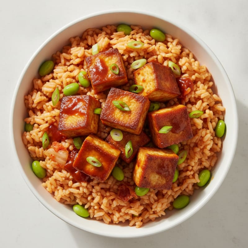 Gochujang Tofu with Kimchi Rice