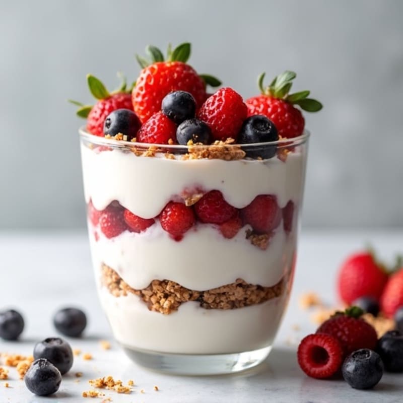 Creamy Greek Yogurt Parfait with Fresh Berries and Crunchy Granola