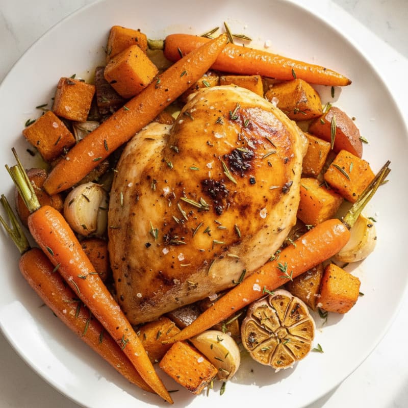Garlic Herb Roasted Chicken with Root Vegetables