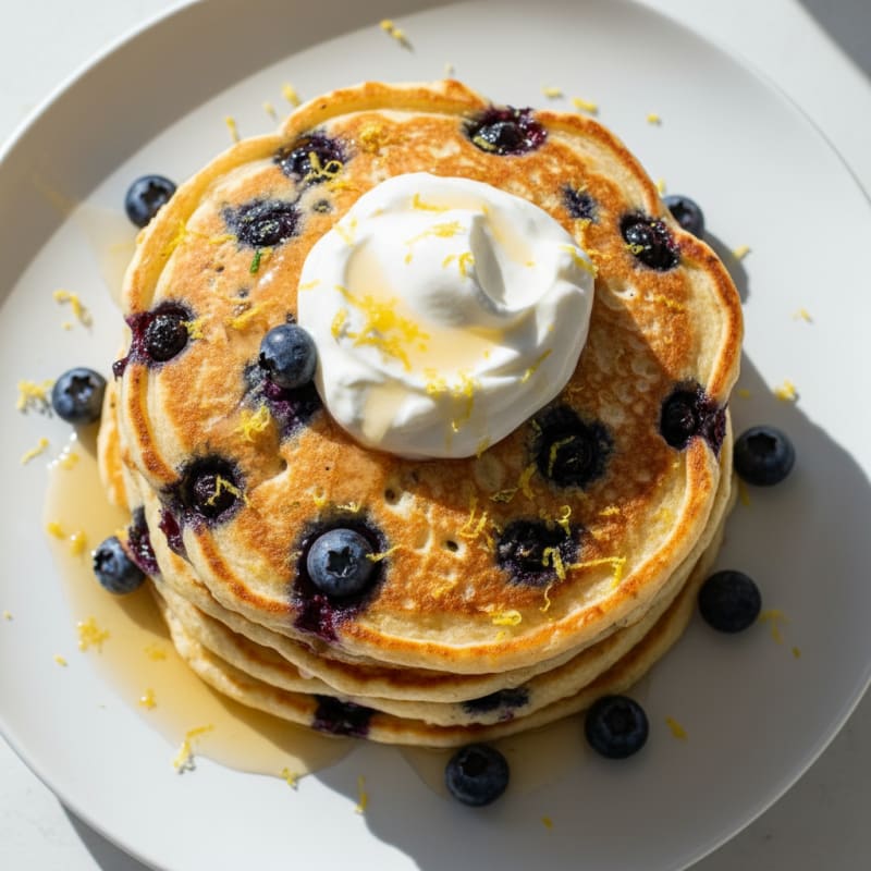 Blueberry Ricotta Pancakes with Lemon Zest