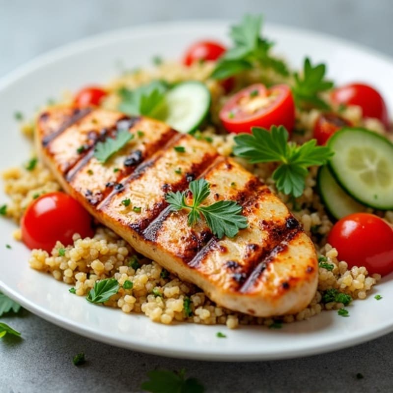 Grilled Chicken Breast with Crunchy Quinoa Salad