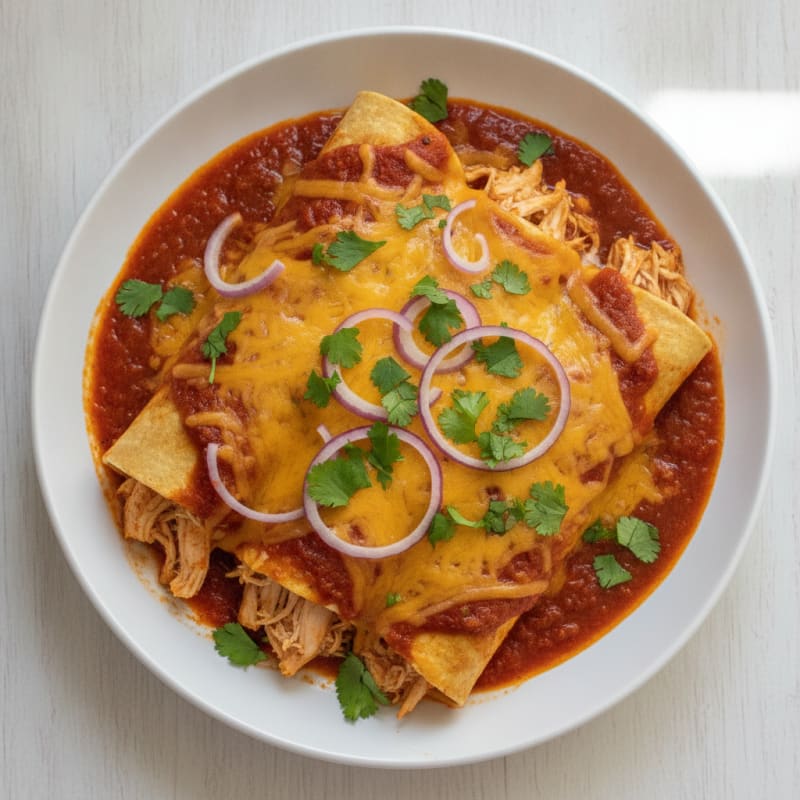 Mexican Chicken Enchiladas with Red Chili Sauce