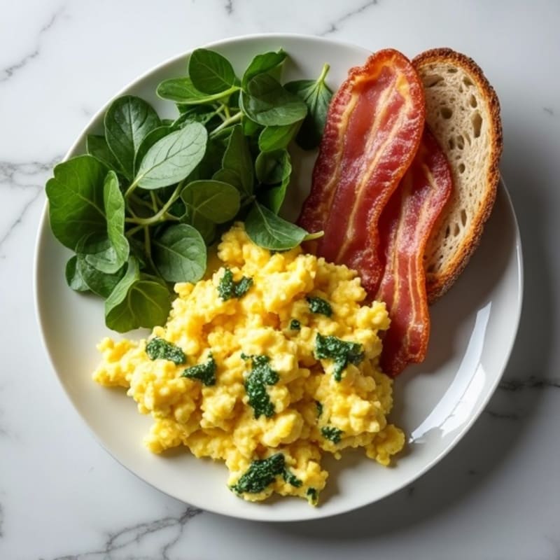 Egg White Scramble with Spinach and Turkey Bacon