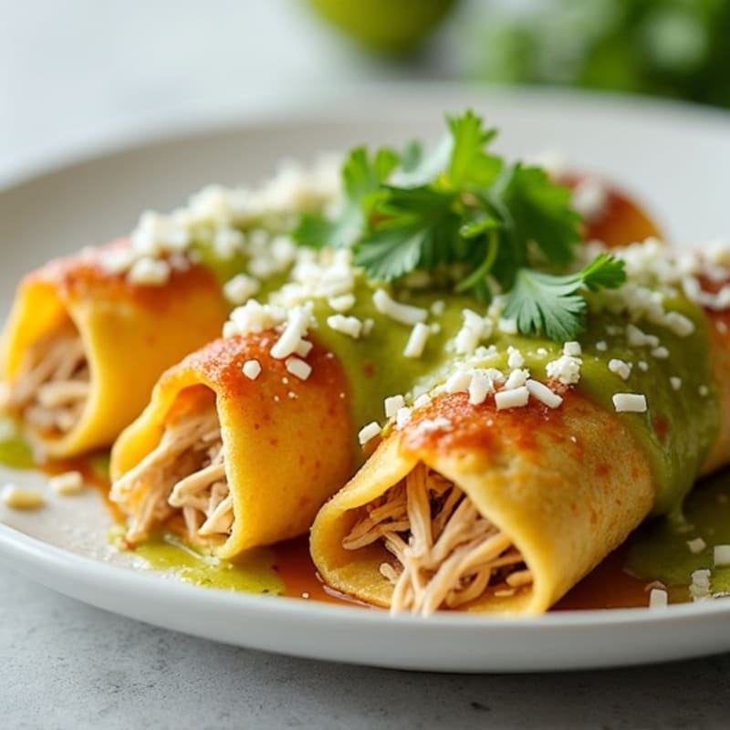 Salsa Verde Shredded Chicken Enchiladas