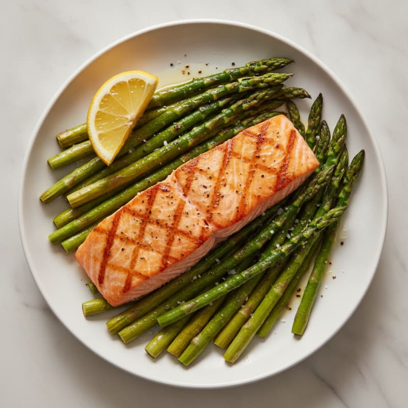 Pan-Seared Salmon with Roasted Asparagus