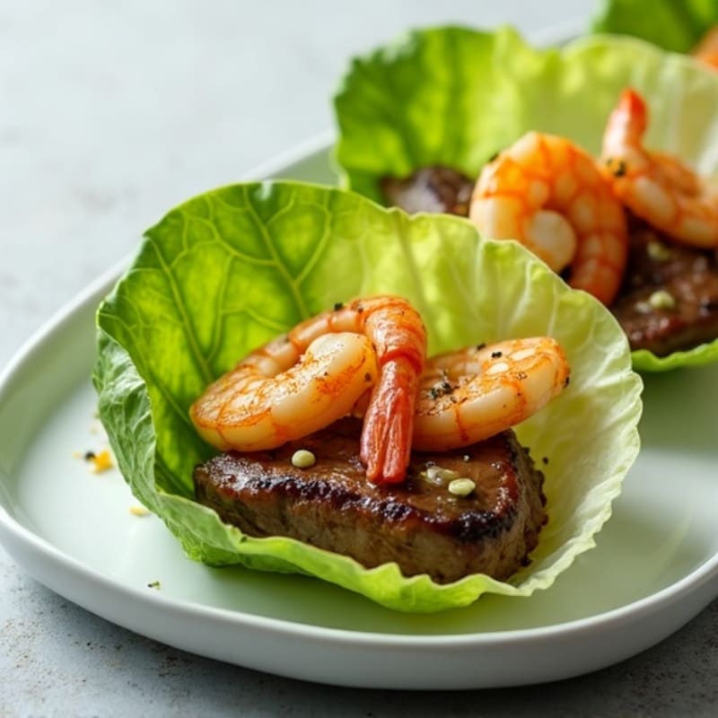 Garlic-Butter Surf and Turf Lettuce Cups