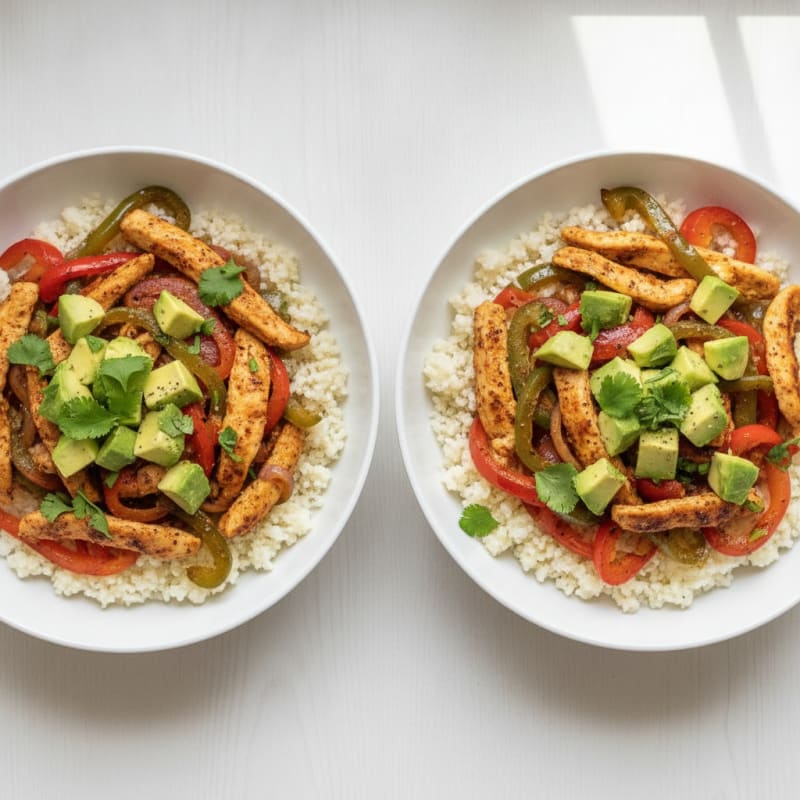 Chicken Fajita Bowls with Cauliflower Rice