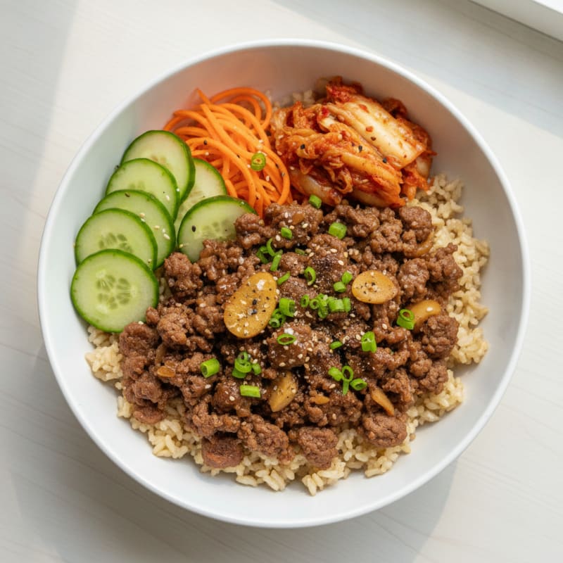 Korean Beef Bulgogi Bowl with Kimchi
