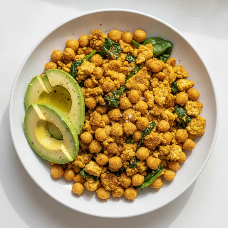 Spiced Chickpea Scramble with Avocado