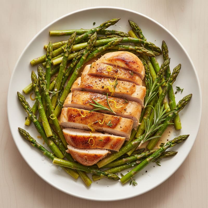 Lemon Herb Roasted Chicken with Asparagus