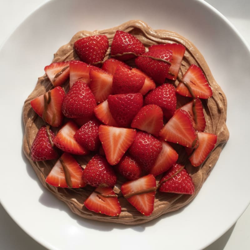 Silky Chocolate Protein Pudding with Sliced Strawberries