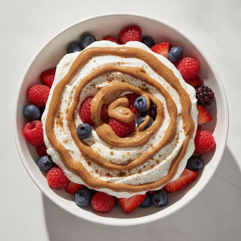 Greek Yogurt Protein Parfait with Mixed Berries and Almond Butter