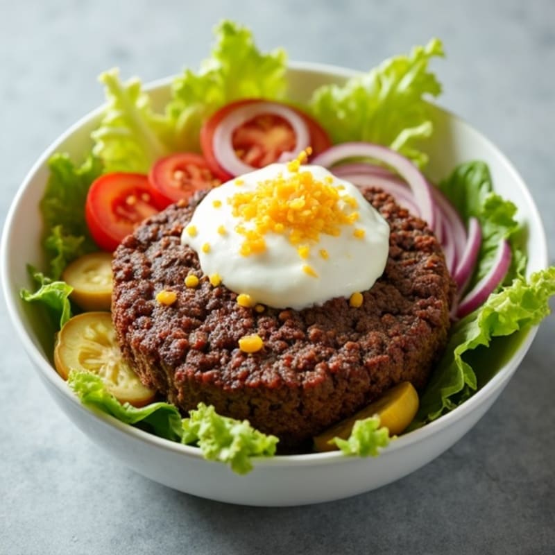 Lean Ground Beef Big Mac Style Bowl with Creamy Dressing