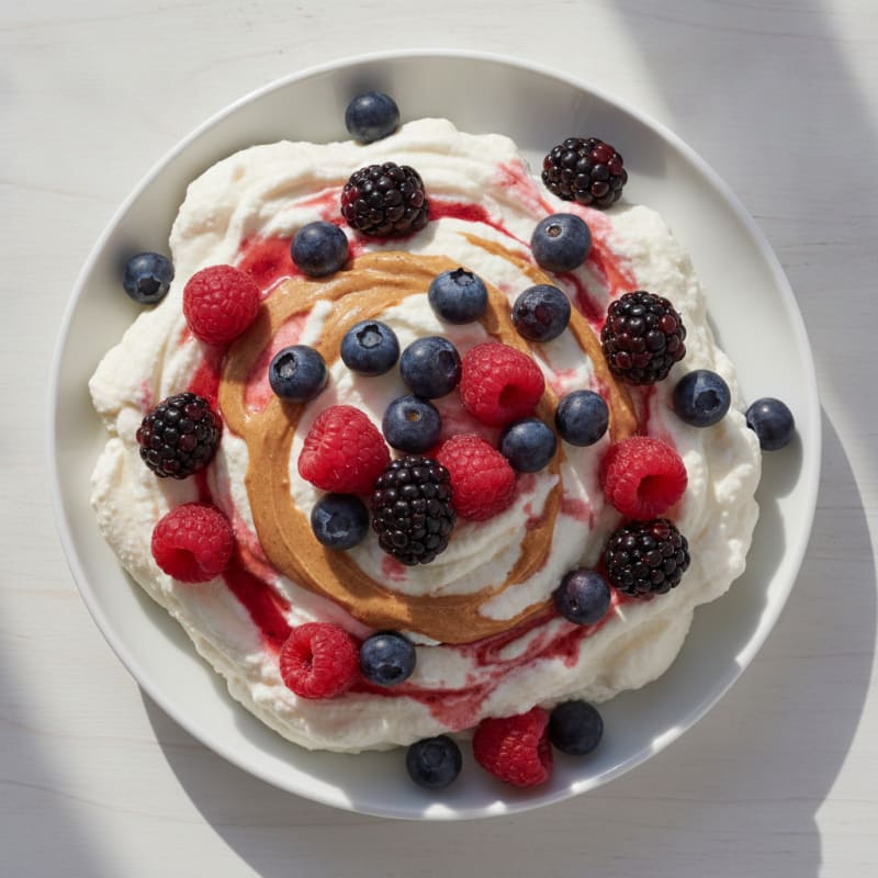 Greek Yogurt Protein Mousse with Mixed Berries