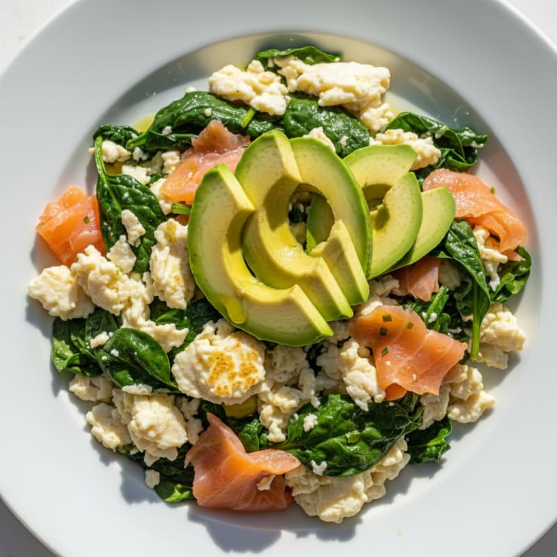 Egg White Scramble with Spinach and Smoked Salmon
