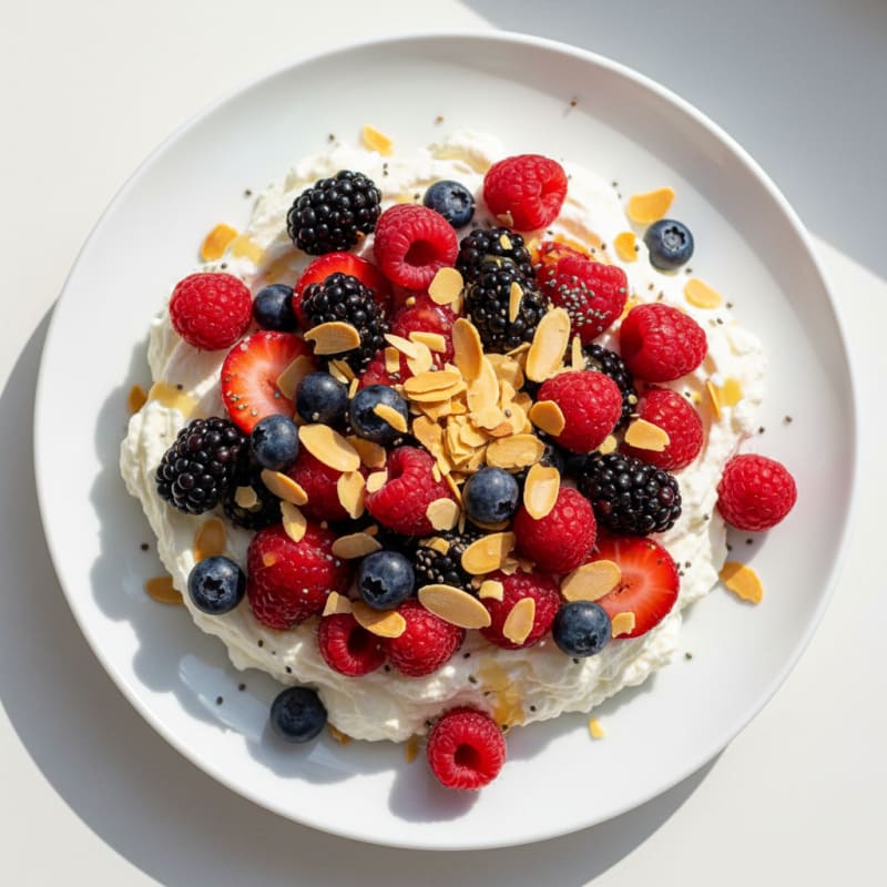 Greek Yogurt Protein Mousse with Mixed Berries