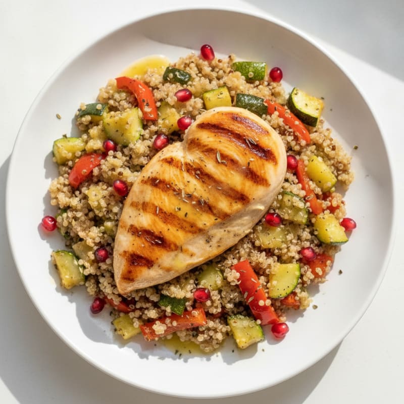 Grilled Chicken Breast with Roasted Vegetable Quinoa Salad