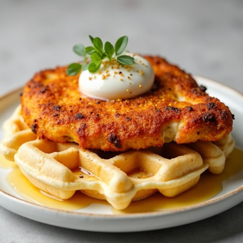 Crispy Baked Chicken with Almond Flour Waffles