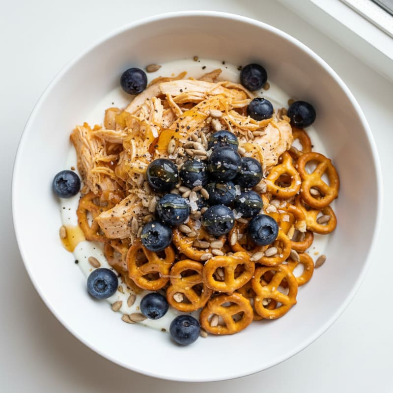Sweet and Savory Yogurt Pretzel Bowl