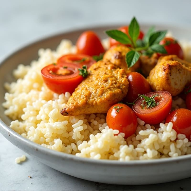 Creamy Curried Tomato Chicken with Cauliflower Rice