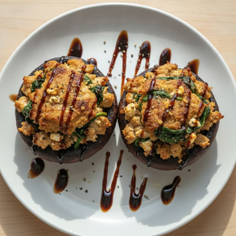 Herb-Stuffed Portobello Mushrooms with Balsamic Glaze