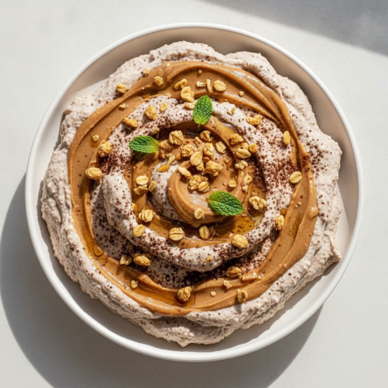 Chocolate Protein Mousse with Peanut Butter Swirl