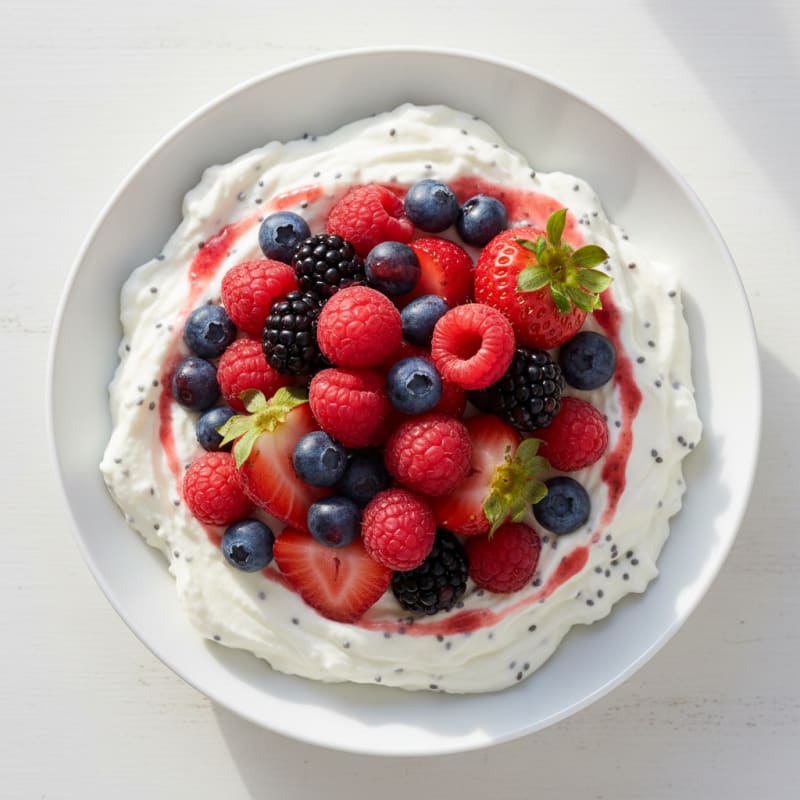 Greek Yogurt Protein Mousse with Mixed Berries