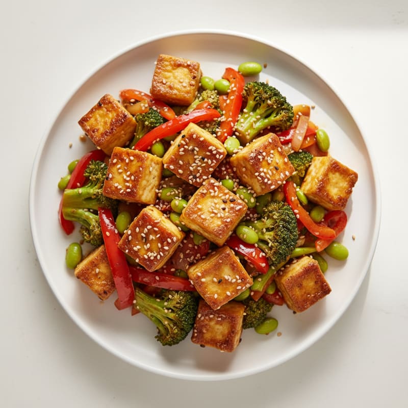 Sesame Tofu Stir-Fry with Mixed Vegetables