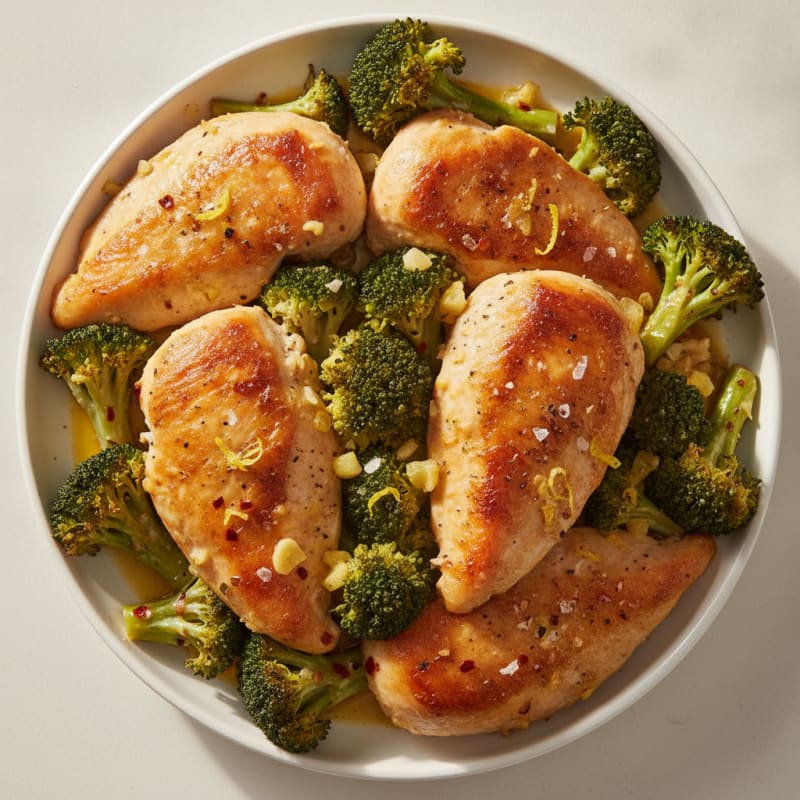 Garlic Lemon Roasted Chicken and Broccoli
