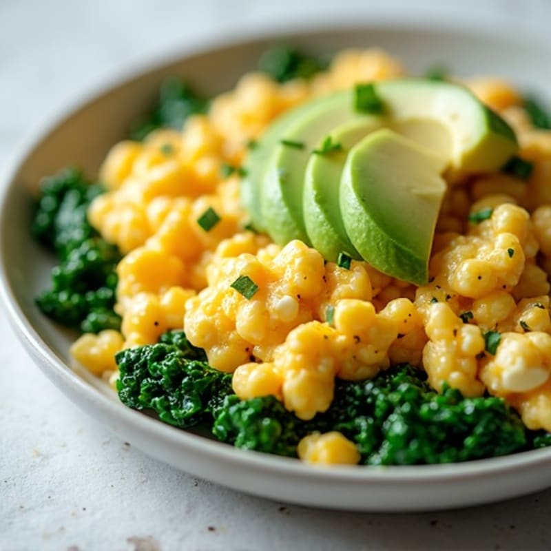 Egg White Scramble with Cottage Cheese and Sautéed Spinach