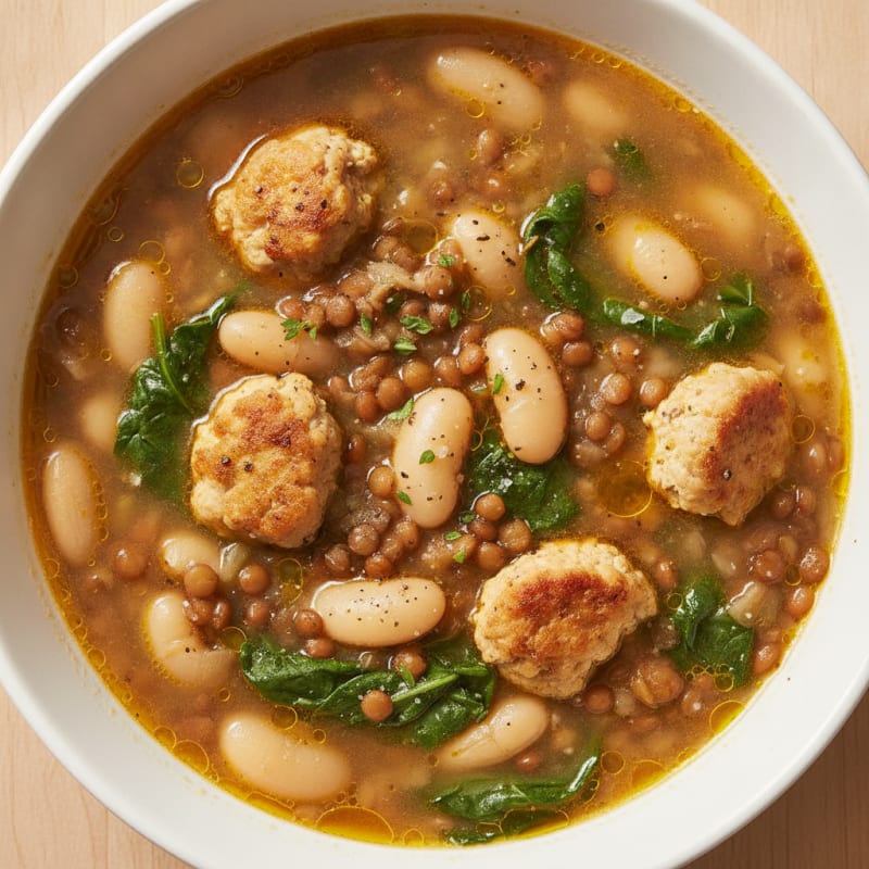 Hearty Chicken, Bean, and Lentil Soup