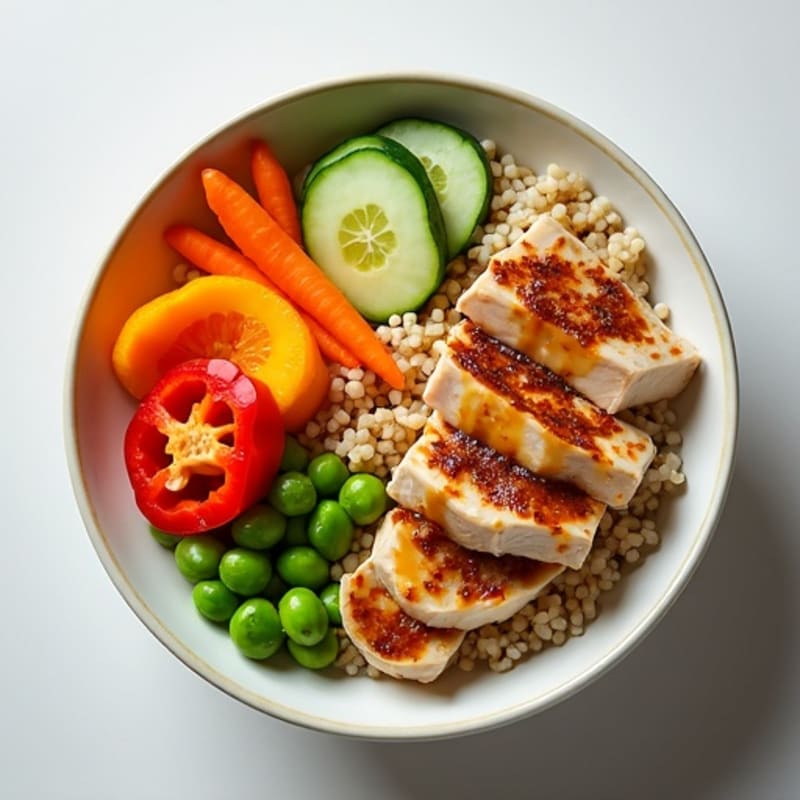 Vibrant Tuna and Brown Rice Bowl with Crisp Vegetables and Citrus-Soy Dressing