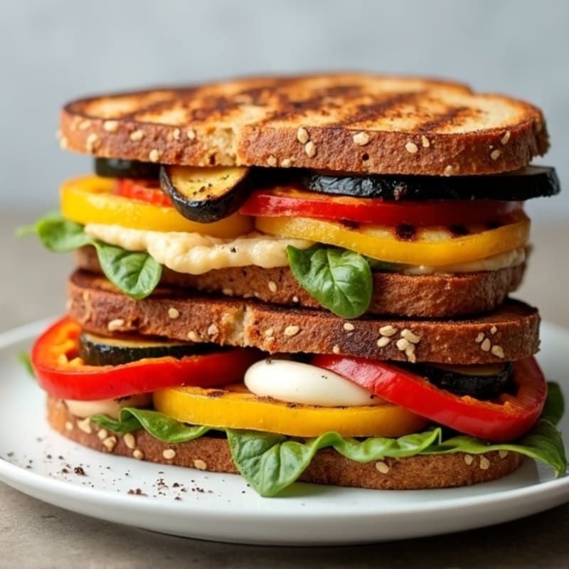 Crispy Roasted Veggie Panini with Grilled Tofu