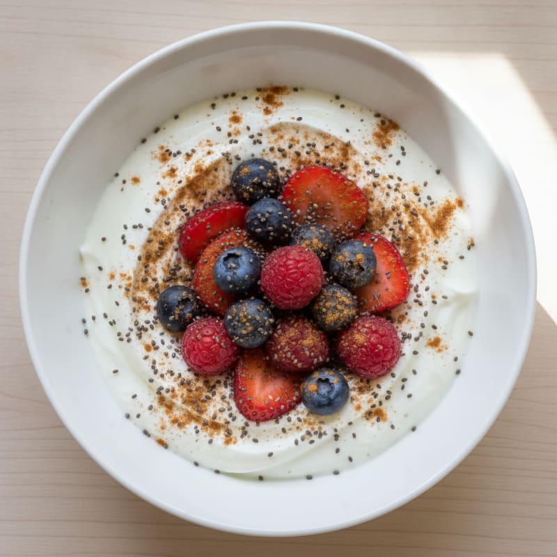 Greek Yogurt Bowl with Chia Seeds and Mixed Berries