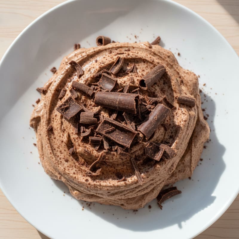 Greek Yogurt Protein Mousse with Dark Chocolate Shavings