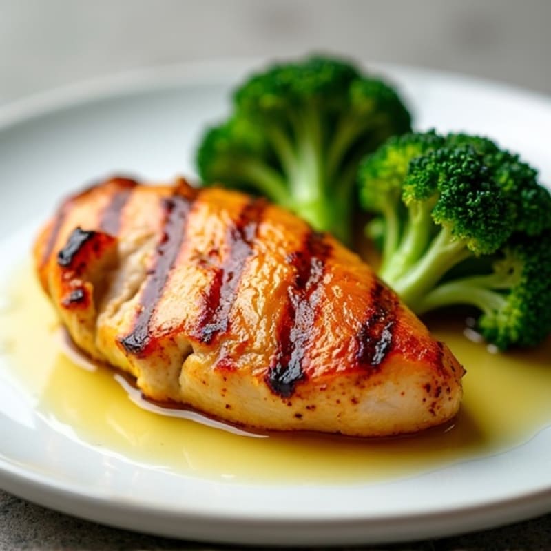 Grilled Chicken Breast with Roasted Sweet Potato and Steamed Broccoli